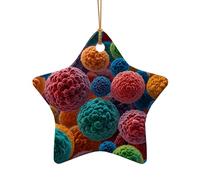 WZYCWB Ciondolo in ceramica a forma di stella con corpi cellulari colorati, perfetto per decorare l'albero di Natale in casa per feste invernali