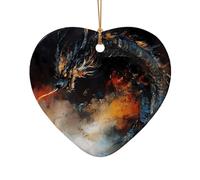 WZYCWB Ciondolo in ceramica a forma di stella con drago astratto, perfetto per decorare l'albero di Natale in casa per feste invernali, Misura unica, Ceramica