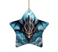 WZYCWB Ciondolo in ceramica a forma di stella con drago volante, perfetto per decorare l'albero di Natale in casa per feste invernali