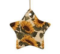 WZYCWB Ciondolo in ceramica a forma di stella con girasole toscano, perfetto per decorare l'albero di Natale in casa per feste invernali