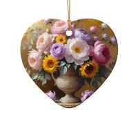 WZYCWB Ciondolo in ceramica a forma di stella con illustrazione artistica, perfetto per decorare l'albero di Natale in casa per feste invernali, Misura unica, Ceramica