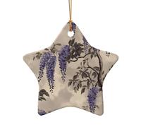 WZYCWB Ciondolo in ceramica a forma di stella con motivo a vite viola, perfetto per decorare l'albero di Natale in casa per feste invernali