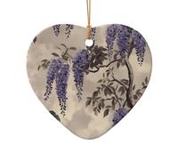 WZYCWB Ciondolo in ceramica a forma di stella con motivo a vite viola, perfetto per decorare l'albero di Natale in casa per feste invernali, Misura unica, Ceramica