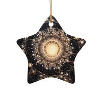 WZYCWB Ciondolo in ceramica a forma di stella con motivo mandala Quantum, perfetto per decorare l'albero di Natale in casa per feste invernali
