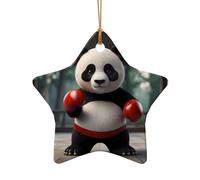 WZYCWB Ciondolo in ceramica a forma di stella con motivo panda, Kung Fu, perfetto per decorare l'albero di Natale in casa per feste invernali