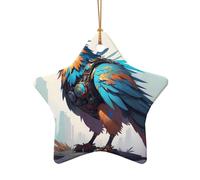 WZYCWB Ciondolo in ceramica a forma di stella con motivo tribale Cyber Hawk, perfetto per decorare l'albero di Natale in casa per feste invernali