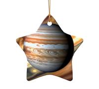 WZYCWB Ciondolo in ceramica a forma di stella con paesaggio di Giove, perfetto per decorare l'albero di Natale in casa per feste invernali, Misura unica, Ceramica