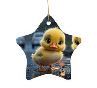 WZYCWB Ciondolo in ceramica a forma di stella in piedi a forma di anatroccolo, perfetto per decorare l'albero di Natale per feste invernali