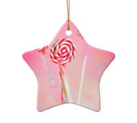 WZYCWB Ciondolo in ceramica colorato a forma di stella a forma di lecca-lecca, perfetto per decorare l'albero di Natale in casa per feste invernali