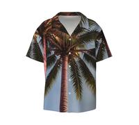 WZYCWB Coconut Trees - Camicia da uomo a maniche corte con bottoni, stile casual, abbigliamento da spiaggia, Nero, M
