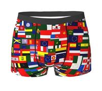 WZYCWB Collezione bandiera nazionale boxer da uomo (S-XXL) - tessuto elastico leggero, traspirante, assorbe il sudore, free stretch, Nero, S