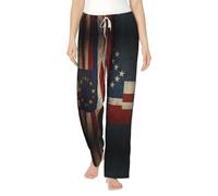 WZYCWB Combinazione bandiera europea e americana Stampe Pigiama Flanella Donna - Loungewear Autunno/Inverno -, Nero , L