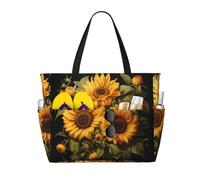 WZYCWB Con il girasole giallo stampato borsa da viaggio spiaggia per nuoto e fitness/supermercato shopping/vacanza al mare