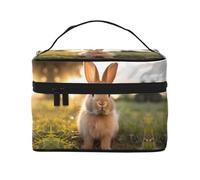 WZYCWB Coniglio dalle orecchie bianche Grande borsa cosmetica per le donne, borsa cosmetica portatile di grande capacità, borsa cosmetica da viaggio per ragazze, nera, taglia unica, nera, taglia unica