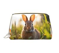 WZYCWB Coniglio nell'erba Borsa cosmetica in pelle con tasche, borsa cosmetica portatile da viaggio, borsa cosmetica di grande capacità,