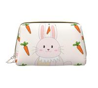 WZYCWB coniglio sorridente Borsa cosmetica in pelle con tasche, borsa cosmetica portatile da viaggio, borsa cosmetica di grande capacità,