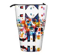 WZYCWB Contenitore retrattile a forma di gatto in piedi per portapenne, porta pennelli da trucco o borse con coulisse per monete.