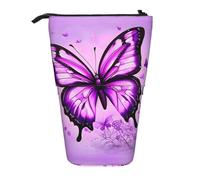 WZYCWB Contenitore retrattile con farfalla viola per portapenne, porta pennelli da trucco o borse con coulisse per monete.