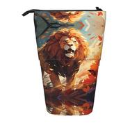 WZYCWB Contenitore retrattile con leone in piedi per portapenne, porta pennelli da trucco o borse con coulisse per monete.
