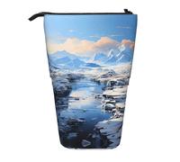 WZYCWB Contenitore retrattile con paesaggio innevato per portapenne, porta pennelli da trucco o borse con coulisse per monete.