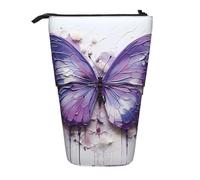 WZYCWB Contenitore retrattile viola con farfalla per pittura a olio per portapenne, porta pennelli da trucco o borse con coulisse per monete.
