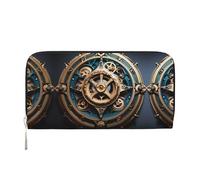 WZYCWB Cool Steampunk Gears Portafoglio con cerniera stampato perfetto per viaggi, affari e uso quotidiano. Contiene telefoni cellulari e contanti.