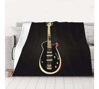 WZYCWB Coperta in flanella stampata con chitarra nera, 203,2 x 152,4 cm, 76-203,2 cm. Una coperta calda per l'uso domestico autunnale e una coperta da viaggio portatile.