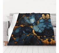 WZYCWB Coperta in flanella stampata nera e oro marmorizzata 127 x 101,6 cm, 76-203 cm. Una coperta calda per l'autunno e una coperta da viaggio portatile.
