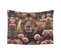 WZYCWB Coperta per animali domestici stampata con leone tra fiori rosa, disponibile in una varietà di dimensioni, adatta per ceste, letti e nidi per animali domestici