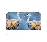 WZYCWB Coppia di Crane Herons stampato portafoglio con cerniera perfetto per viaggi, affari e uso quotidiano. Contiene telefoni cellulari e contanti.
