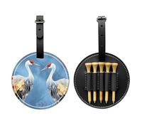 WZYCWB Coppia di gru aironi stampa speciale golf tee Storage Bag - Design portatile appeso fibbia, Nero , Taglia unica, Valigia