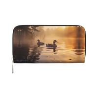 WZYCWB Coppia di Mallard Ducks Floating stampato portafoglio con cerniera perfetto per viaggi, affari e uso quotidiano. Contiene telefoni cellulari e contanti.