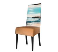 WZYCWB Coprisedia decorativo e protettivo con motivo scenario da spiaggia, tessuto elasticizzato, rimovibile e lavabile