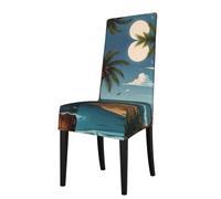 WZYCWB Coprisedia decorativo e protettivo in tessuto elasticizzato con stampa di albero di cocco, rimovibile e lavabile