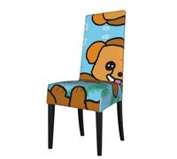 WZYCWB Coprisedia decorativo e protettivo in tessuto elasticizzato con stampa di cane in stile cartone animato, rimovibile e lavabile