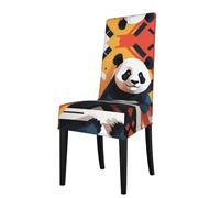 WZYCWB Coprisedia elasticizzato con motivo panda, per sedie da pranzo con schienale quadrato, per sedie da pranzo, sedie da pranzo, sfoderabili