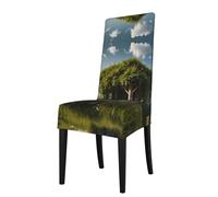 WZYCWB Coprisedia elasticizzato verde estivo per sedie da pranzo con schienale quadrato, sedie da predicatore, copertura protettiva rimovibile