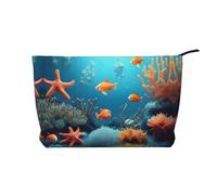 WZYCWB Coral Fish Borsa per cosmetici subacquea in velluto a coste, borsa da donna portatile con cerniera, adatta per viaggi e conservazione quotidiana, cosmetici