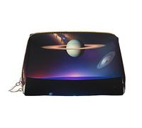 WZYCWB Cosmic Saturn Borsa cosmetica in pelle con tasche, borsa cosmetica portatile da viaggio, borsa cosmetica di grande capacità,