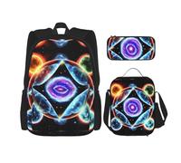 WZYCWB Cosmic Stars - Set zaino (3 pezzi) - borsa per la scuola per studenti + astuccio + borsa per il pranzo, zaino di grande capacità