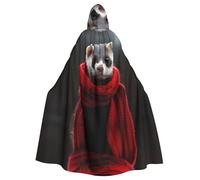 WZYCWB Costume da carnevale in maschera, un furetto con una sciarpa rossa con mantello con cappuccio, adatto per Natale e Halloween