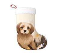 WZYCWB Cucciolo nei fiori Stampa calze natalizie, appese al caminetto, sono perfette per contenere regali e dolci.