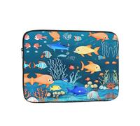 WZYCWB Custodia per laptop da 10 pollici stampata con mondo subacqueo blu dei pesci, per laptop da 10 a 17 pollici, perfetta sia per il lavoro che per il tempo libero.