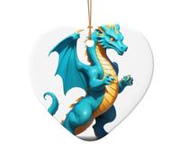 WZYCWB Data Dragon Firewall a forma di cuore ciondolo in ceramica, perfetto per decorare l'albero di Natale in casa per feste invernali