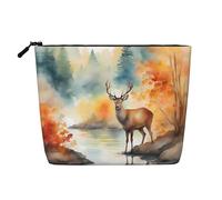 WZYCWB Deer by the River Borsa cosmetica con fantasia, borsa cosmetica da viaggio, borsa portaoggetti multifunzionale, per oggetti di uso quotidiano