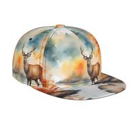 WZYCWB Deer by The River - Cappello da papà con stampa a tesa piatta, adatto sia per uomini che per donne, escursioni all'aperto e pesca, cappello di protezione solare nero
