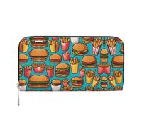 WZYCWB Deer by the river Pochette in pelle portafogli con cerniera e porta carte sono perfetti per i viaggi o l'uso quotidiano, Cartone animato Hamburger Pat, Taglia unica