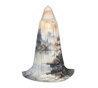 WZYCWB Dipinto di uccelli e montagne L Costume Cosplay mantello con cappuccio fantasia - Accessori per costume per feste