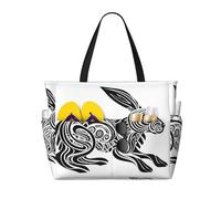WZYCWB Disegno astratto del coniglio ha stampato la borsa da viaggio della spiaggia per il nuoto e il fitness/shopping del supermercato/vacanza al mare