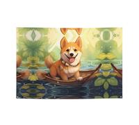 WZYCWB Divertente striscione per feste stampato Shiba Inu, 119,4 x 180,3 cm, perfetto per compleanni, vacanze, lauree e anniversari.